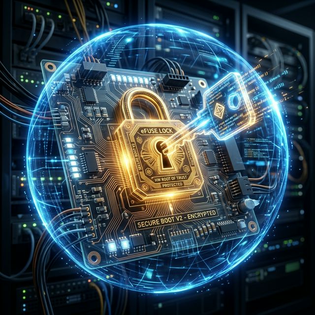 ESP32 secure boot chain showing key hierarchy and verification steps